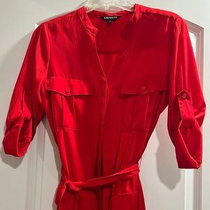 Express red button up knee length dress. Size S.